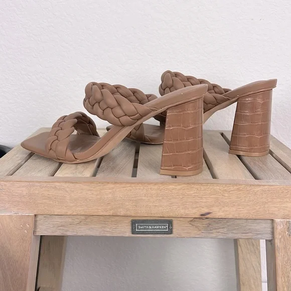 Vintage Syktkm Sandal Womens Shoes 8 Braided Strappy Slip On Brown Preowned - Picture 6 of 10